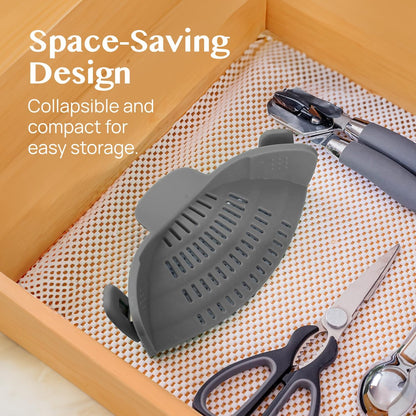 Silicone Clip-On Pasta Strainer Colander for Pots Pans