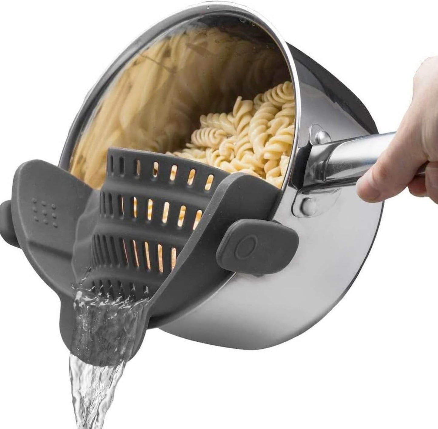 Silicone Clip-On Pasta Strainer Colander for Pots Pans
