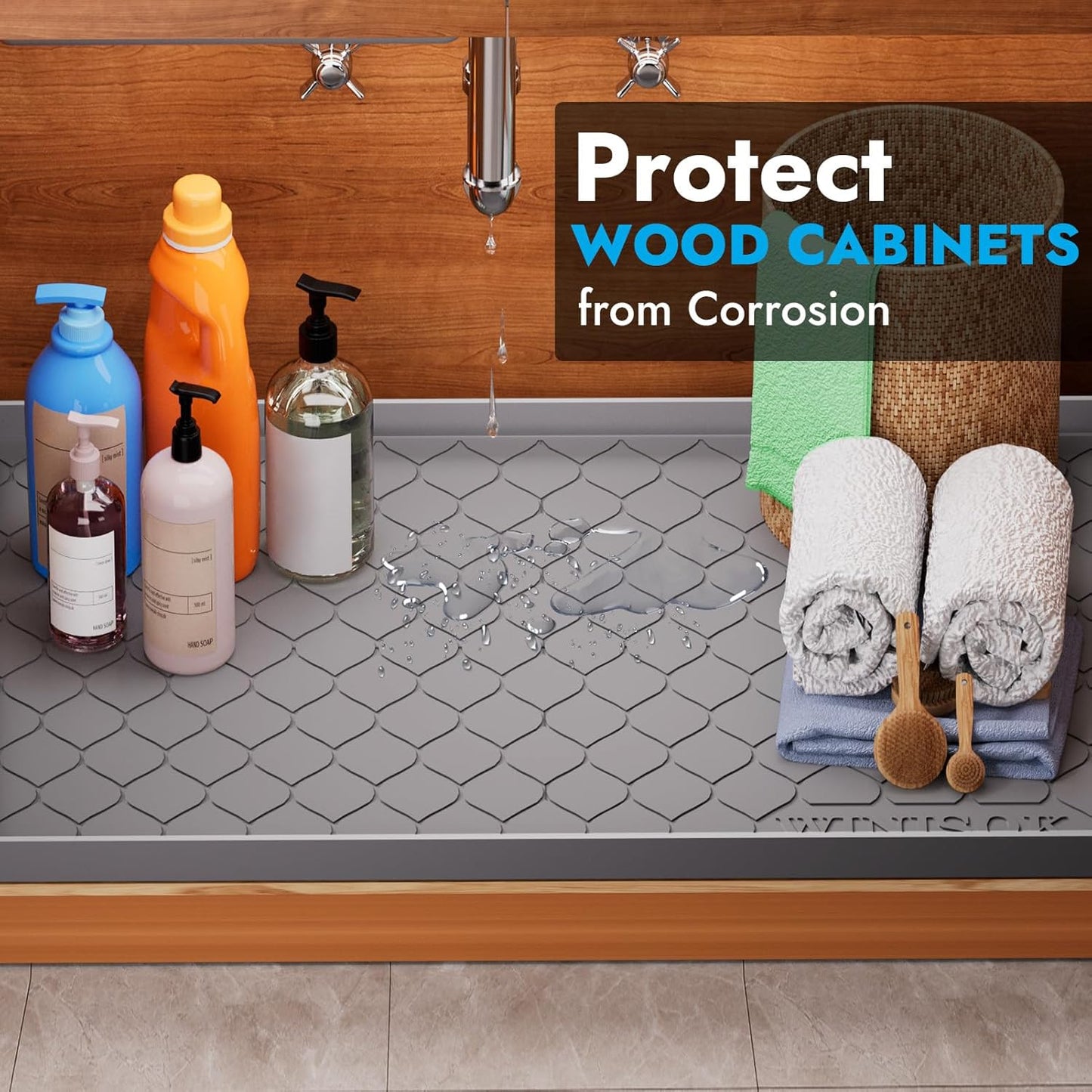 Silicone Under Sink Mat Waterproof Cabinet Liner