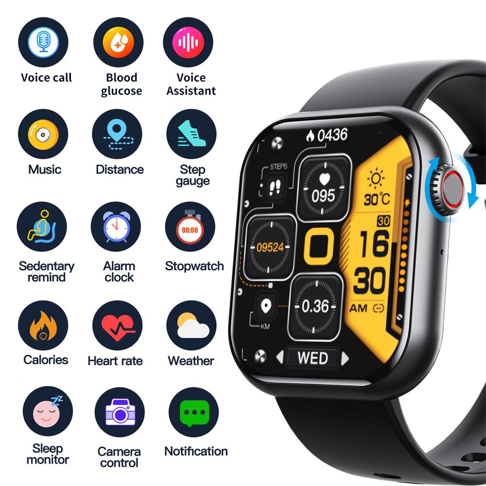 Smartwatch Blood Sugar Blood Pressure Heart Rate Sleep Monitor