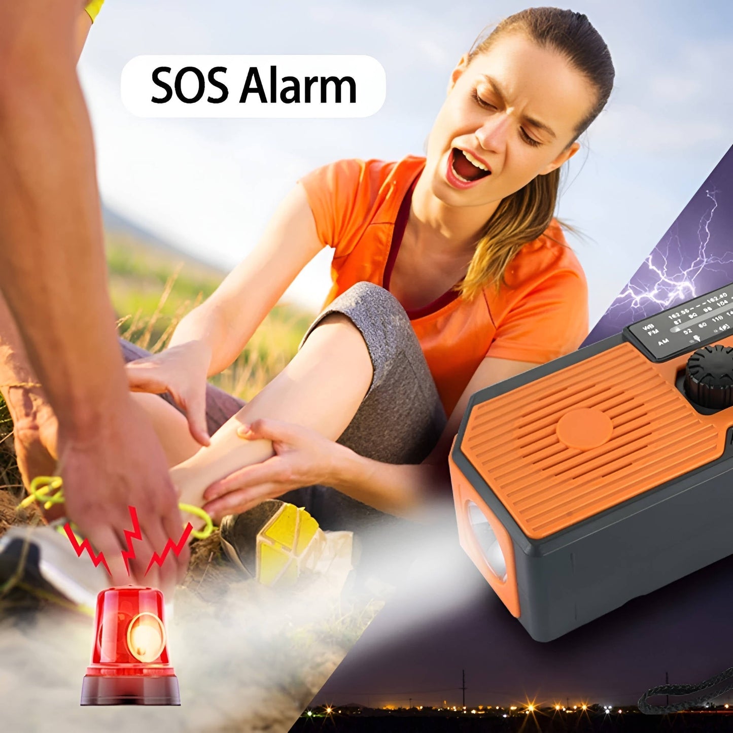 Solar Hand Crank Emergency Radio Flashlight USB Charger