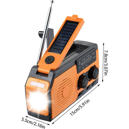 Solar Hand Crank Emergency Radio Flashlight USB Charger