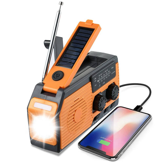 Solar Hand Crank Emergency Radio Flashlight USB Charger