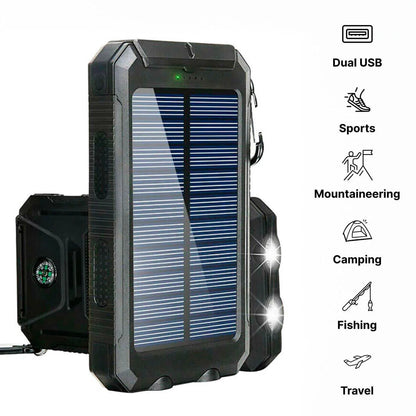 Solar Power Bank Charger Portable Battery Pack Waterproof