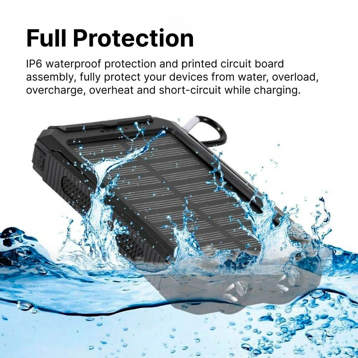 Solar Power Bank Charger Portable Battery Pack Waterproof