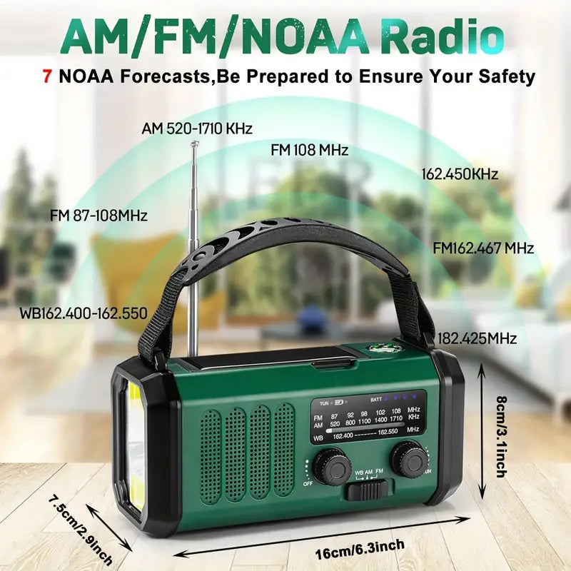 Solar Emergency Radio Flashlight Portable Battery Backup