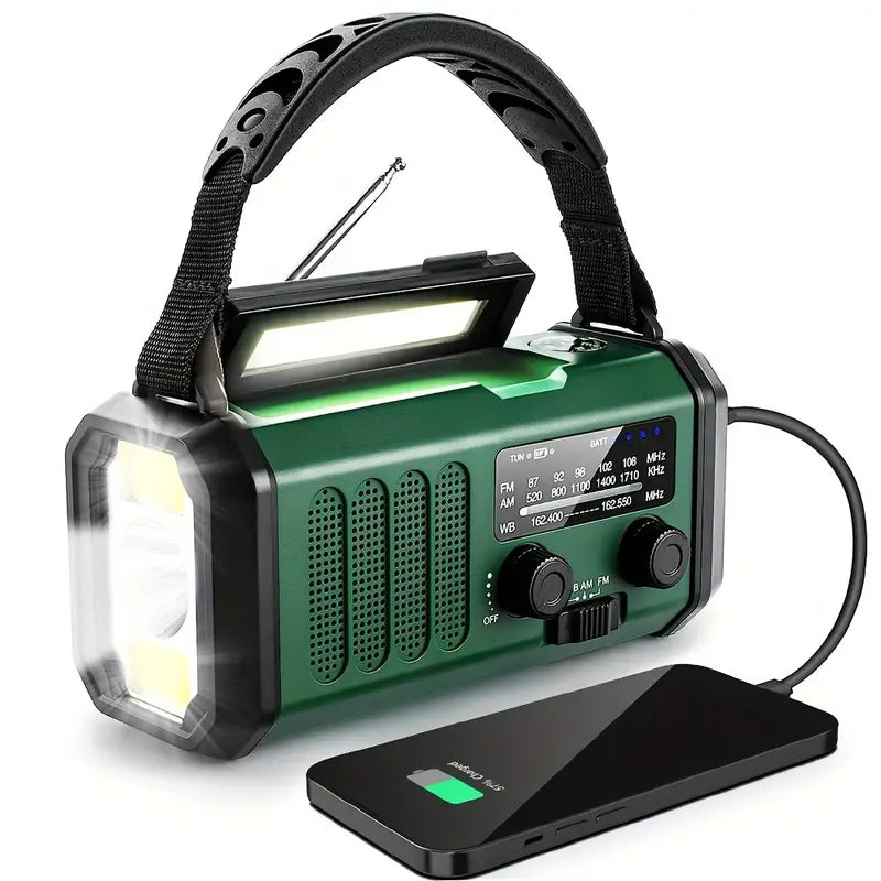 Solar Emergency Radio Flashlight Portable Battery Backup