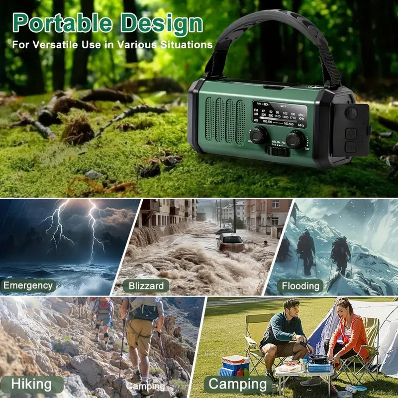 Solar Emergency Radio Flashlight Portable Battery Backup
