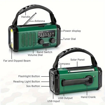 Solar Emergency Radio Flashlight Portable Battery Backup