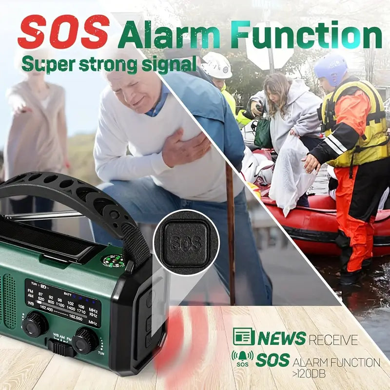 Solar Emergency Radio Flashlight Portable Battery Backup