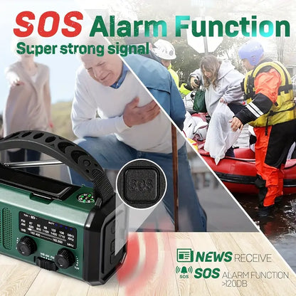 Solar Emergency Radio Flashlight Portable Battery Backup