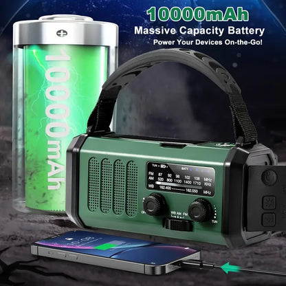 Solar Emergency Radio Flashlight Portable Battery Backup