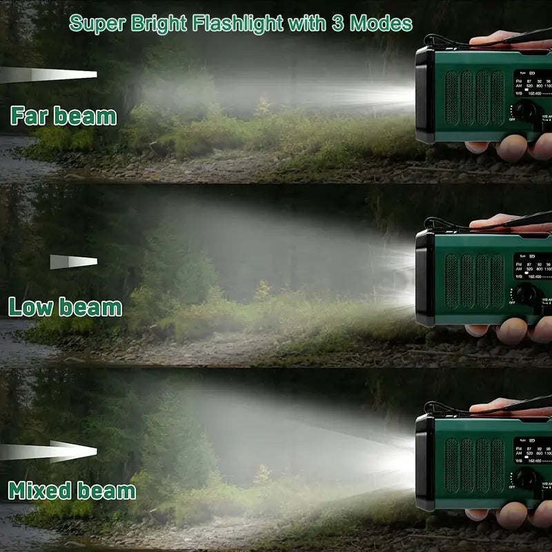 Solar Emergency Radio Flashlight Portable Battery Backup