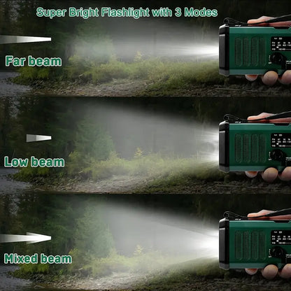 Solar Emergency Radio Flashlight Portable Battery Backup