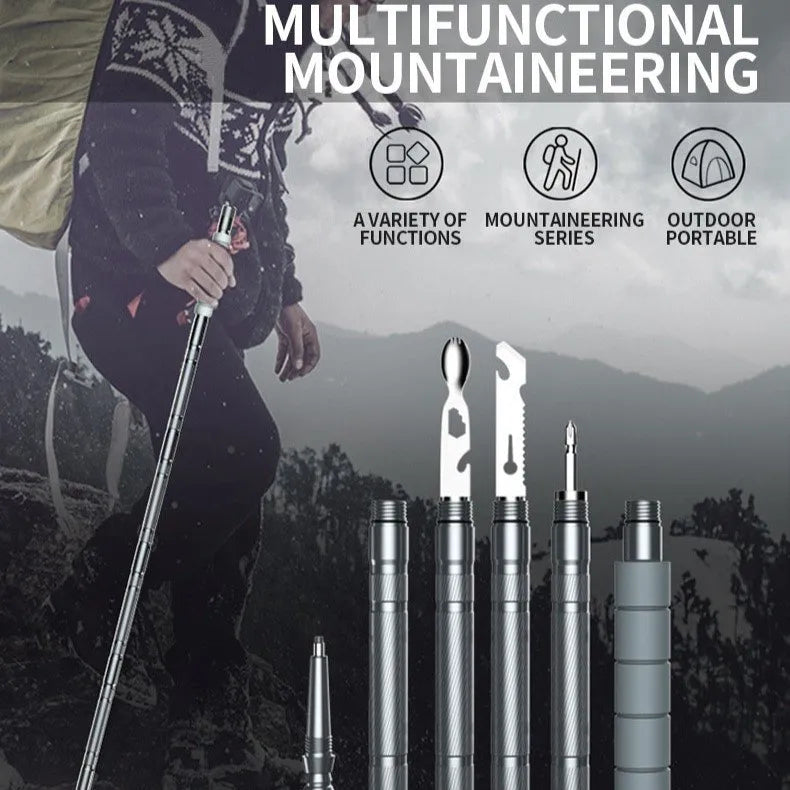 Hiking Walking Stick Survival Pole Adjustable Trekking Staff