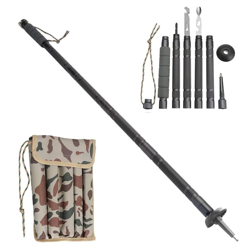 Hiking Walking Stick Survival Pole Adjustable Trekking Staff