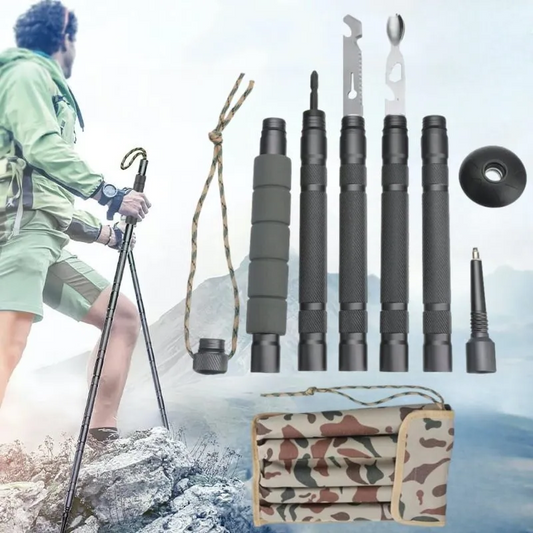 Hiking Walking Stick Survival Pole Adjustable Trekking Staff