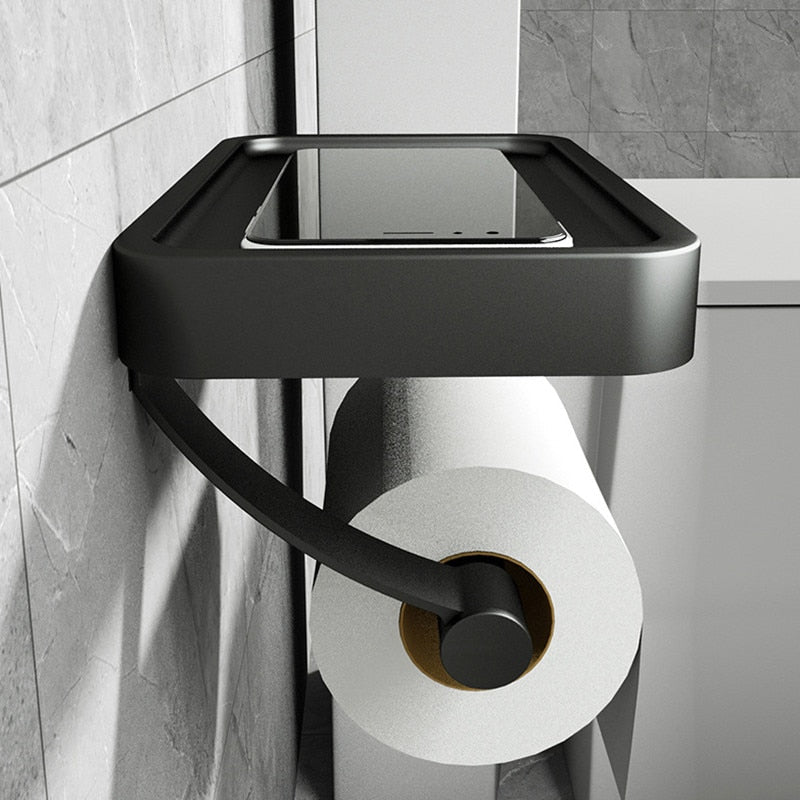 Toilet Roll Holder with Shelf Storage Unit