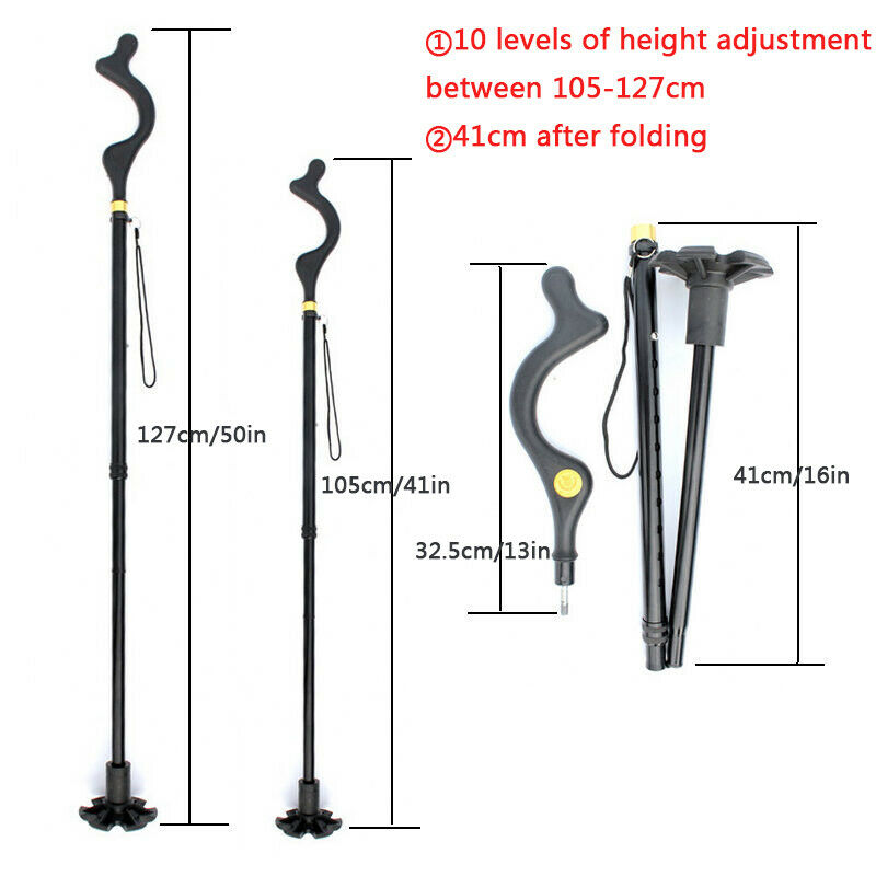 Adjustable Walking Stick Cane Ergonomic Grip Lightweight Design