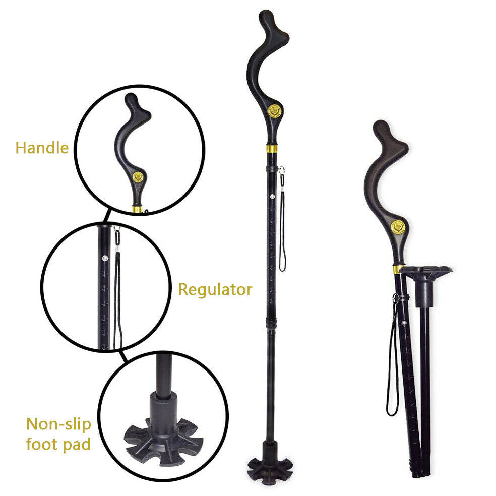 Adjustable Walking Stick Cane Ergonomic Grip Lightweight Design