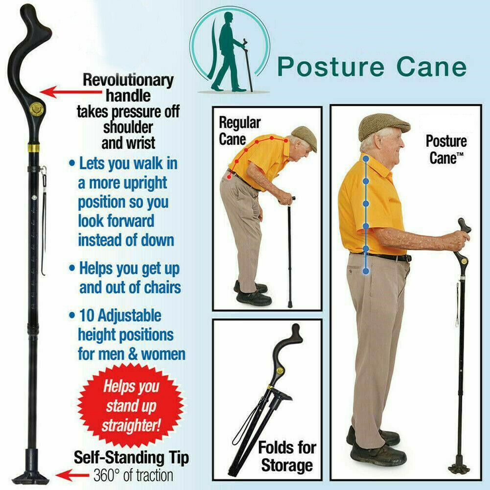 Adjustable Walking Stick Cane Ergonomic Grip Lightweight Design