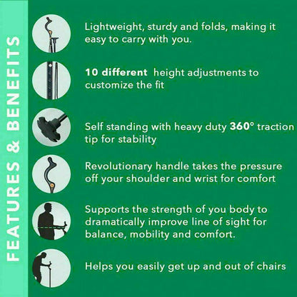 Adjustable Walking Stick Cane Ergonomic Grip Lightweight Design