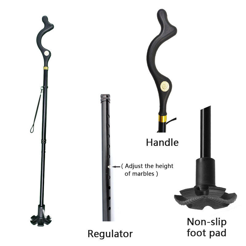 Adjustable Walking Stick Cane Ergonomic Grip Lightweight Design