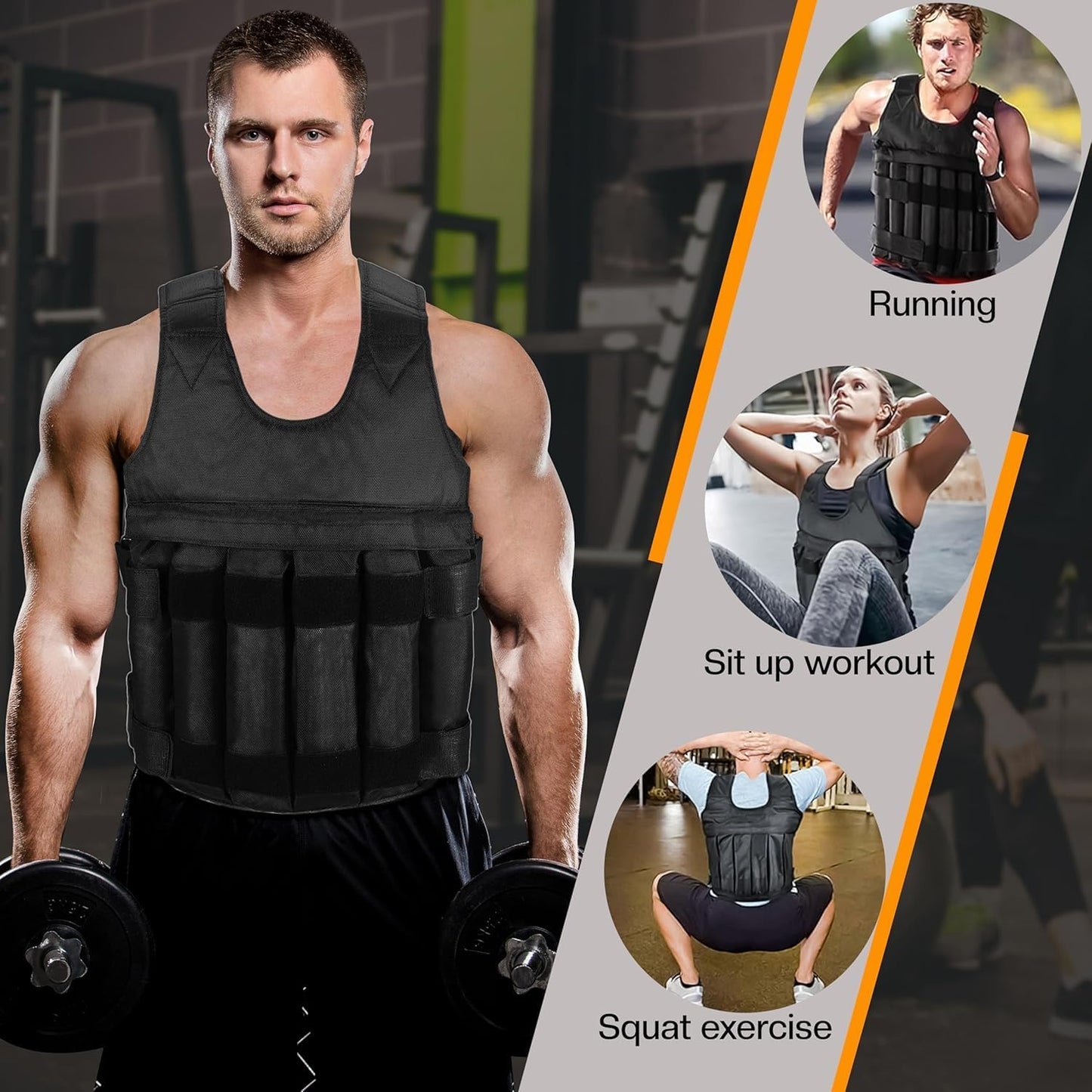 Weighted Training Vest 5Kg 10Kg 20Kg Adjustable Fitness Equipment