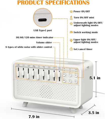 White Noise Machine Humidifier Sound Machine Bluetooth Speaker Diffuser