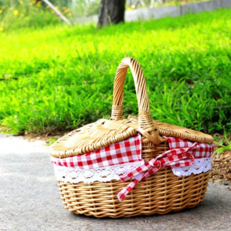 Wicker Picnic Basket Set with Utensils and Accessories