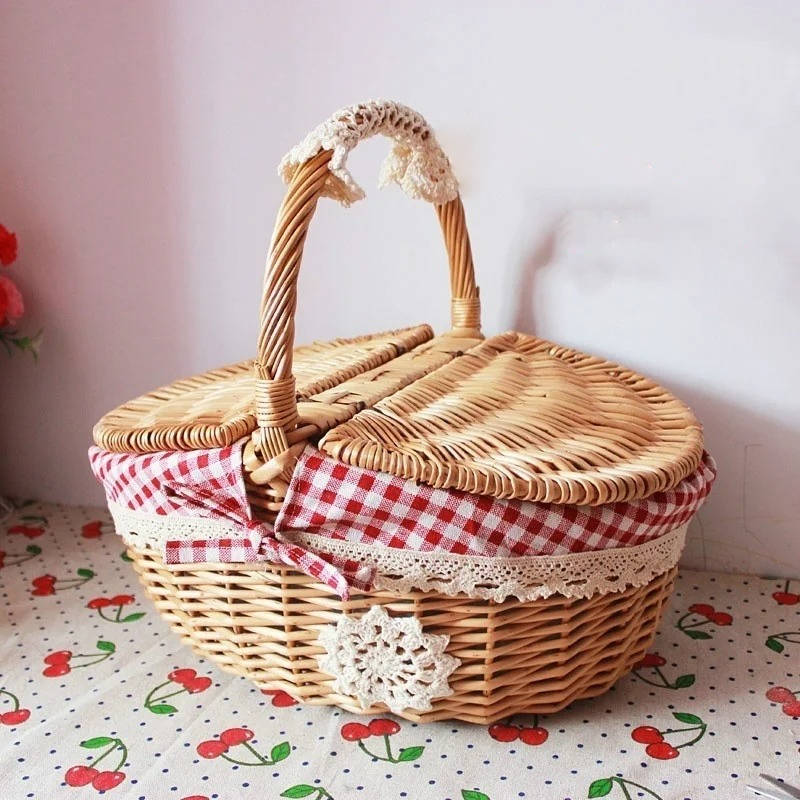 Wicker Picnic Basket Set with Utensils and Accessories