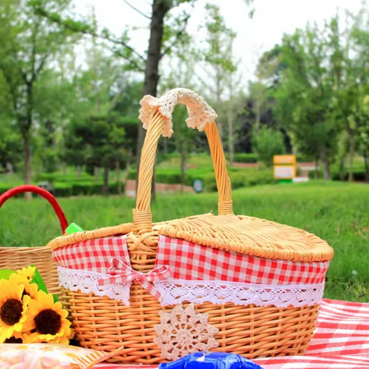 Wicker Picnic Basket Set with Utensils and Accessories