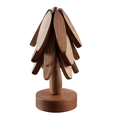 Circular Wood Coasters Set Table Accessories